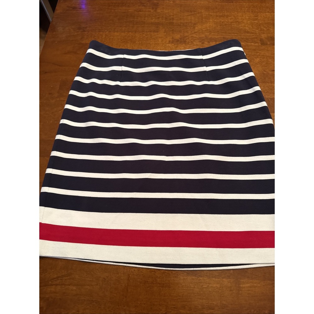 Banana Republic Red White Blue Nautical Striped Jersey Knit Pencil Skirt Size 4